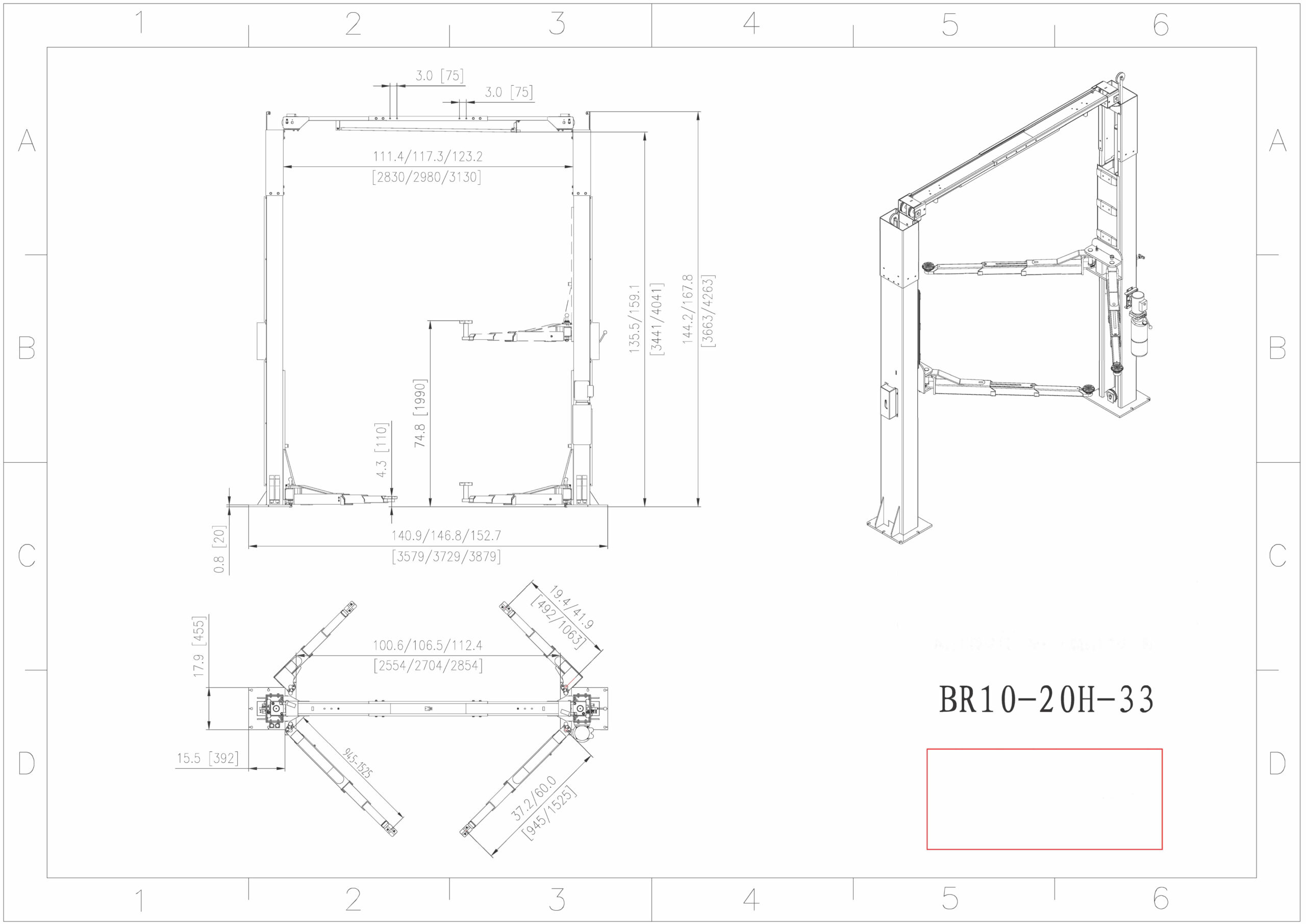 BR10-20H-33 10,000 lbs 2-Post Overhead Lift - Image 2