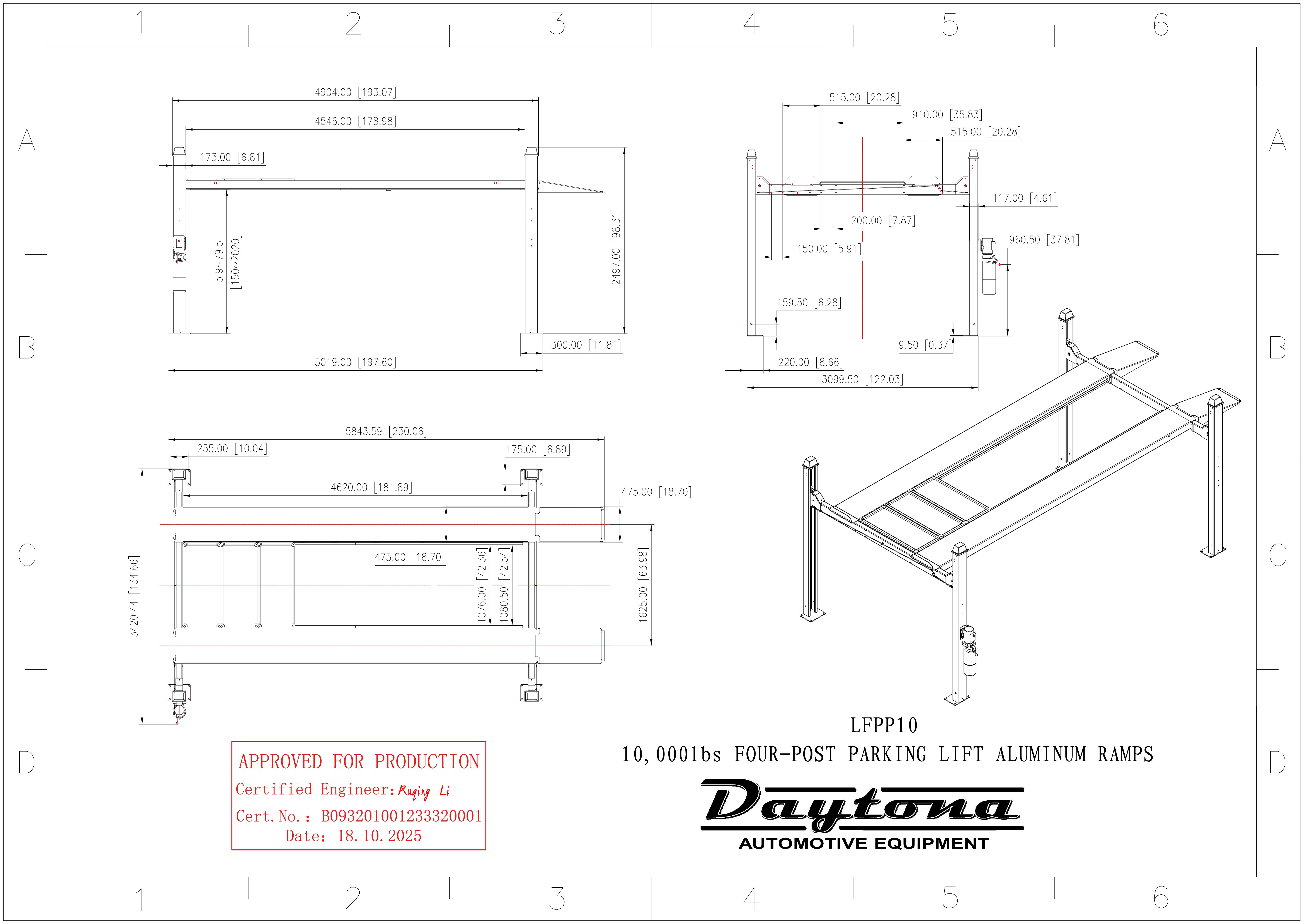 LFPP10 10,000lb 4-Post Parking Lift - Image 6