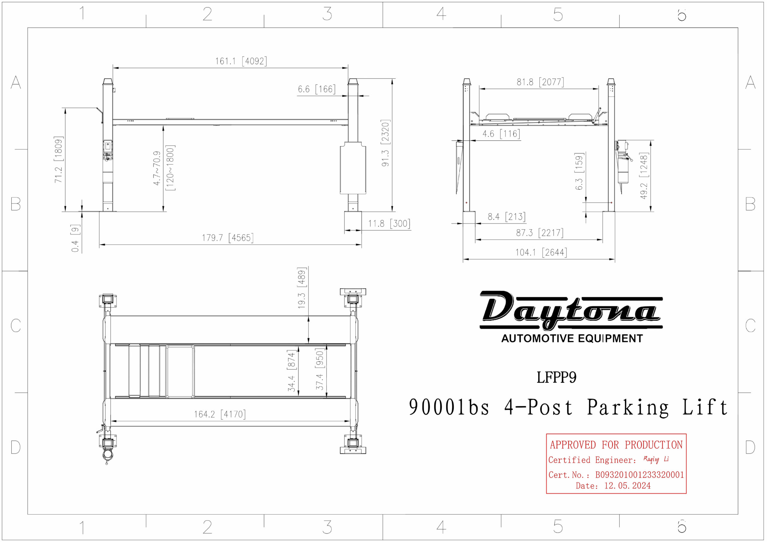 LFPP9 9,000lb 4-Post Parking Lift - Image 6