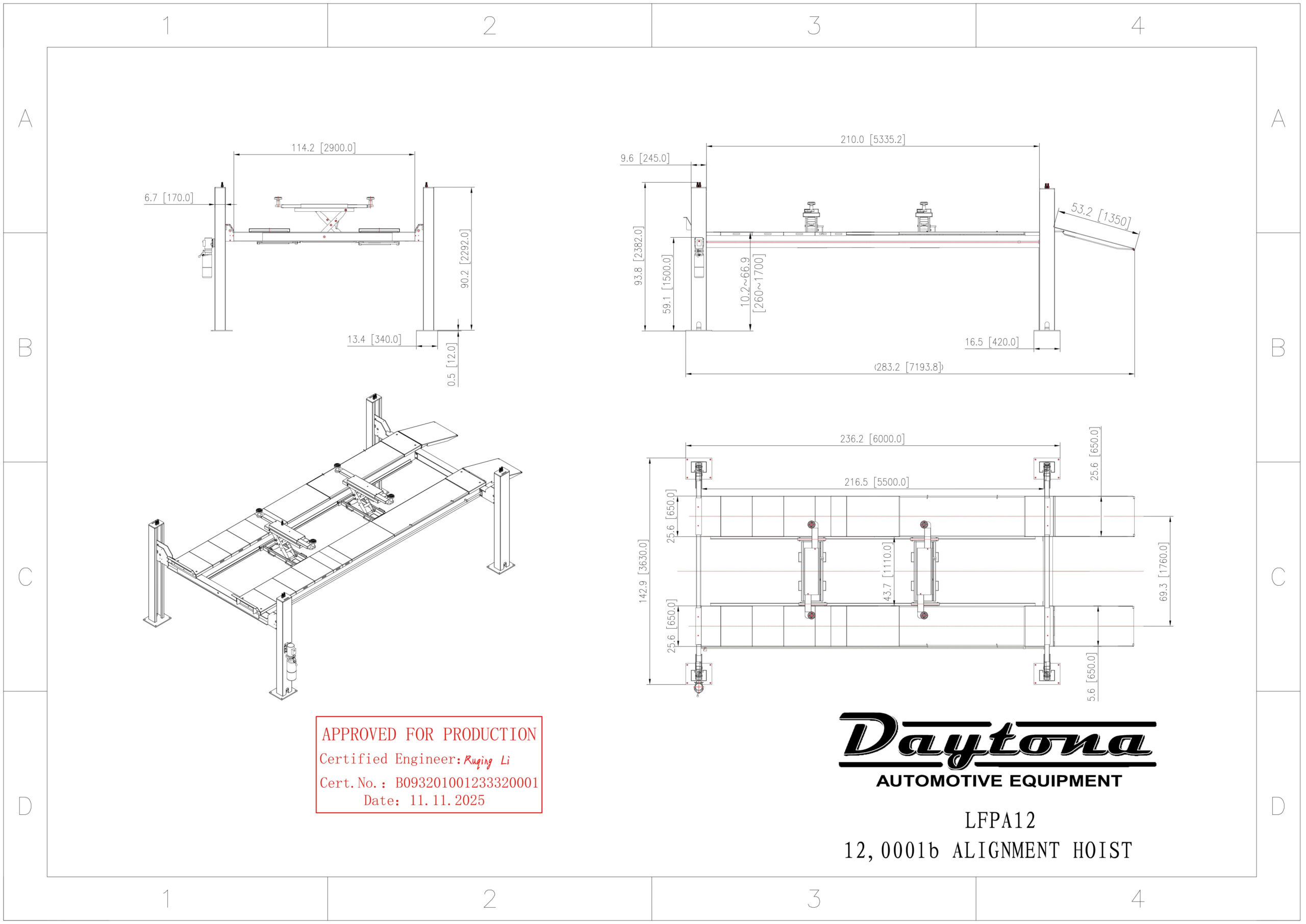 LFPA12 12,000 lbs 4-Post Alignment Lift - Image 2
