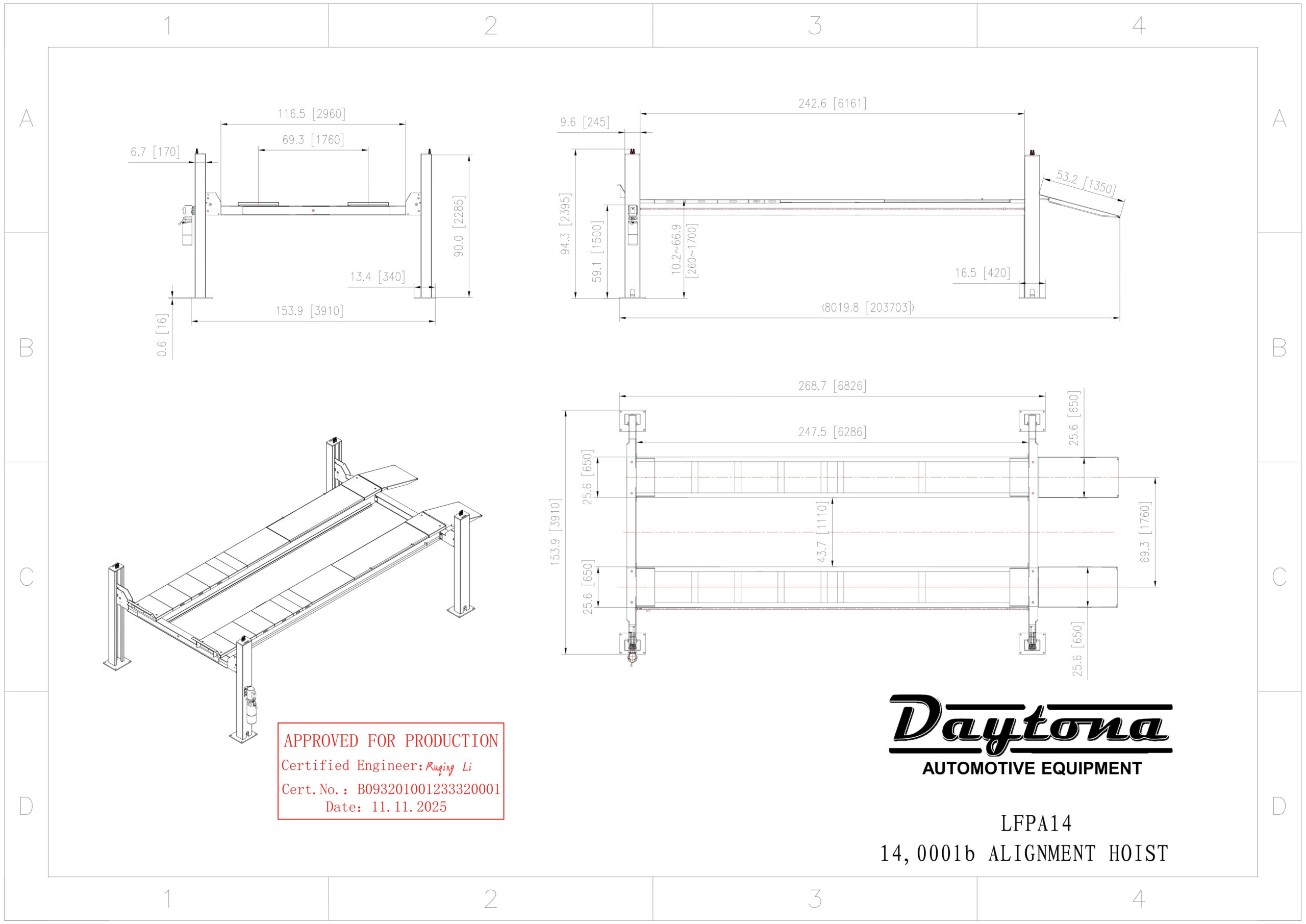 LFPA14 14,000 lbs 4-Post Alignment Lift - Image 2