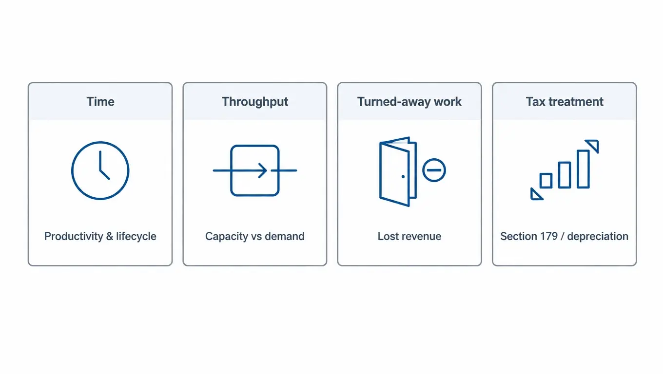 Four T framework diagram for evaluating car lift return on investment