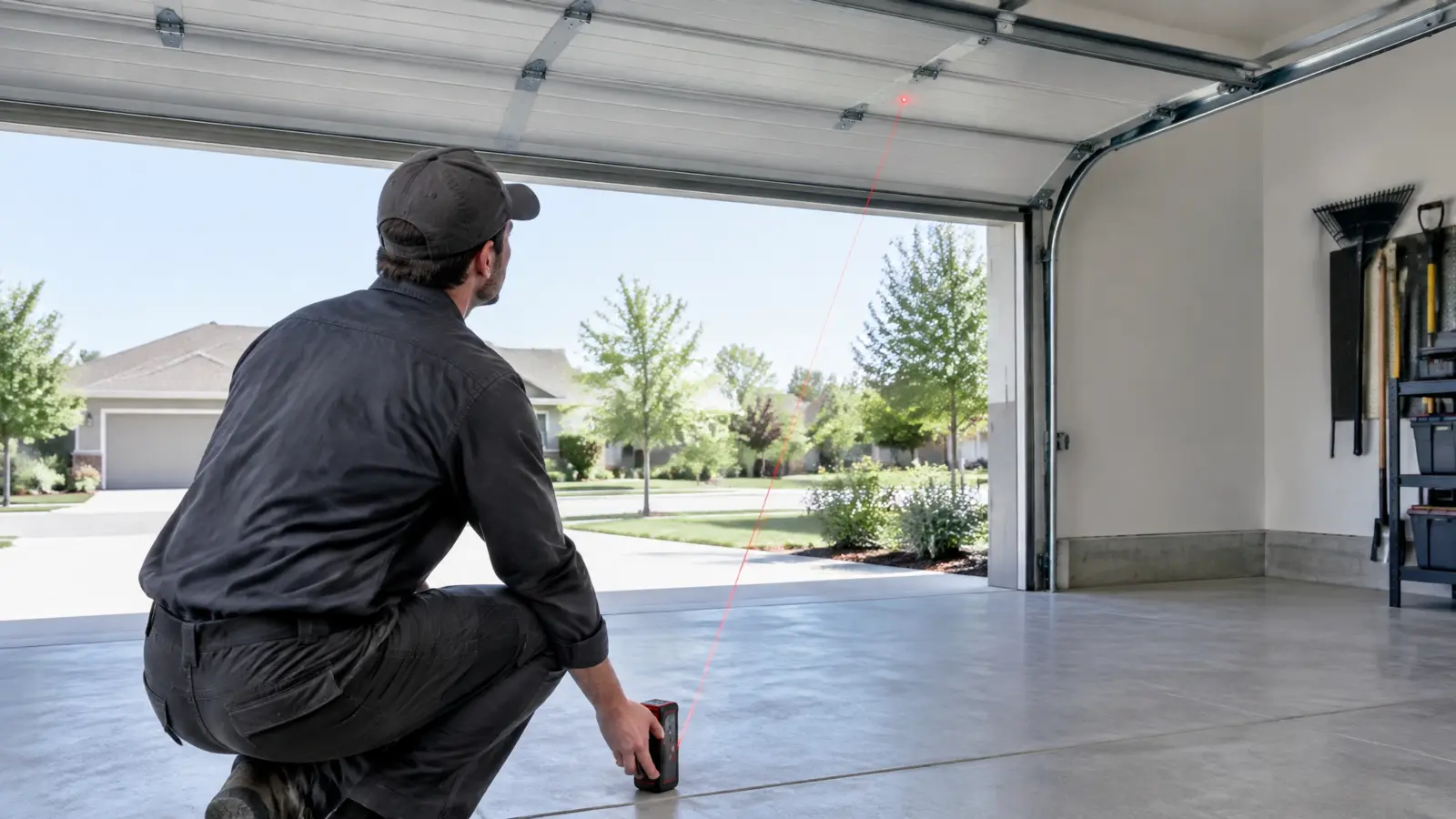Measuring garage door track height before installing a 4 post lift